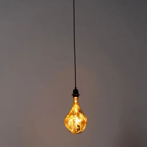 QAZQA Hanglamp zwart dimbaar incl. LED spiegel goud dimbaar - Cava Luxe
