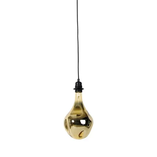 QAZQA Hanglamp zwart dimbaar incl. LED spiegel goud dimbaar - Cava Luxe