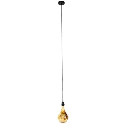 QAZQA Hanglamp zwart dimbaar incl. LED spiegel goud dimbaar - Cava Luxe