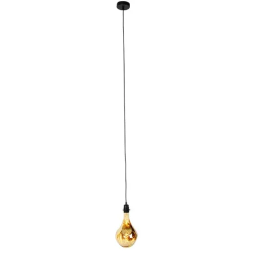 QAZQA Hanglamp zwart dimbaar incl. LED spiegel goud dimbaar - Cava Luxe