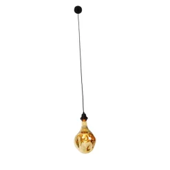 QAZQA Hanglamp zwart dimbaar incl. LED spiegel goud dimbaar - Cava Luxe