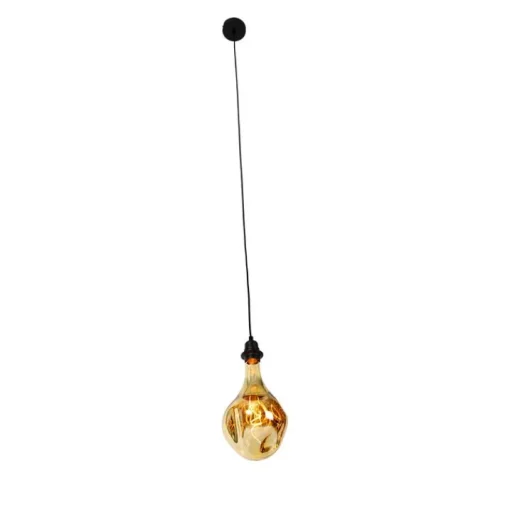QAZQA Hanglamp zwart dimbaar incl. LED spiegel goud dimbaar - Cava Luxe