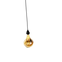 QAZQA Hanglamp zwart dimbaar incl. LED spiegel goud dimbaar - Cava Luxe