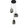 QAZQA Hanglamp zwart met smoke glas rond 3-lichts - Kevin