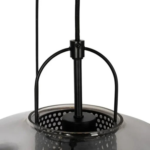 QAZQA Hanglamp zwart met smoke glas rond 3-lichts - Kevin