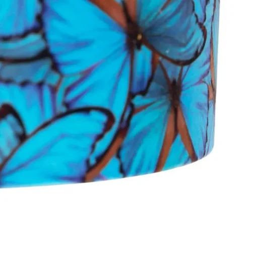 QAZQA Hanglamp zwart met velours kap vlinders met goud 35 cm - Blitz