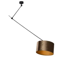 QAZQA Hanglamp zwart met velours kap brons 35cm - Blitz