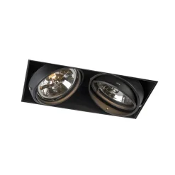 QAZQA Inbouwspot zwart AR111 draai- en kantelbaar trimless 2-lichts - Oneon