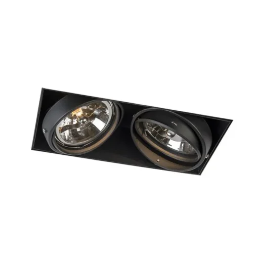 QAZQA Inbouwspot zwart AR111 draai- en kantelbaar trimless 2-lichts - Oneon