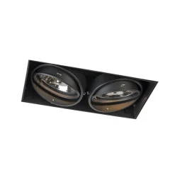 QAZQA Inbouwspot zwart AR111 draai- en kantelbaar trimless 2-lichts - Oneon