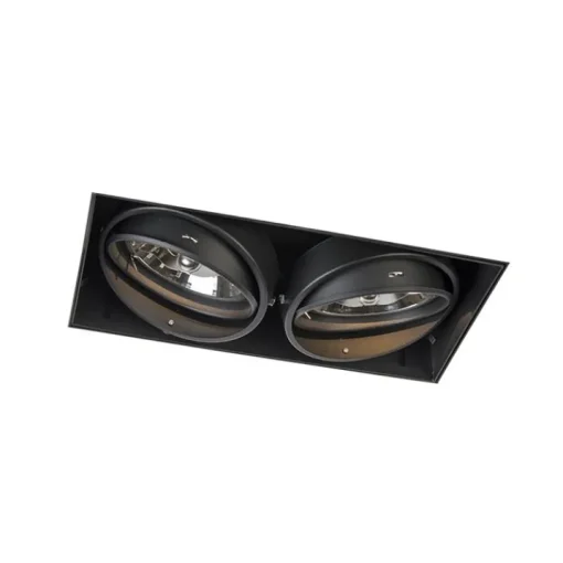 QAZQA Inbouwspot zwart AR111 draai- en kantelbaar trimless 2-lichts - Oneon