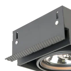 QAZQA Inbouwspot zwart AR111 draai- en kantelbaar trimless 2-lichts - Oneon