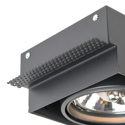 QAZQA Inbouwspot zwart AR111 draai- en kantelbaar trimless 2-lichts - Oneon