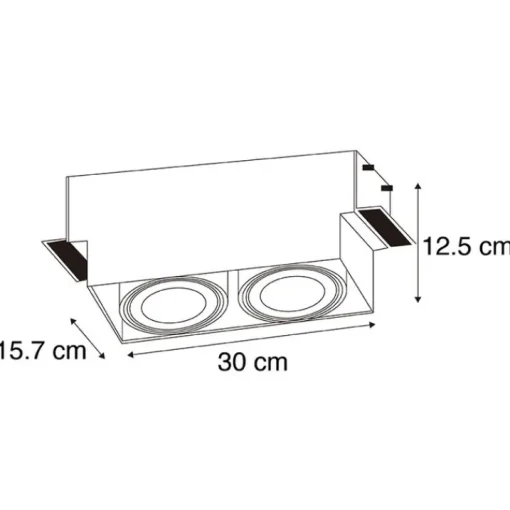 QAZQA Inbouwspot zwart GU10 AR111 Trimless 2-lichts - Oneon
