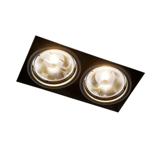 QAZQA Inbouwspot zwart GU10 AR111 Trimless 2-lichts - Oneon