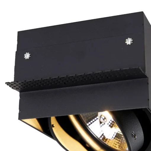 QAZQA Inbouwspot zwart GU10 AR111 Trimless 2-lichts - Oneon