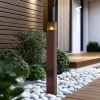 QAZQA Industrieel buiten paaltje roestbruin met smoke glas 70cm met schemersensor IP44 - Denmark
