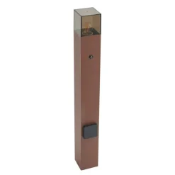 QAZQA Industrieel buiten paaltje roestbruin met smoke glas 70cm met schemersensor IP44 - Denmark