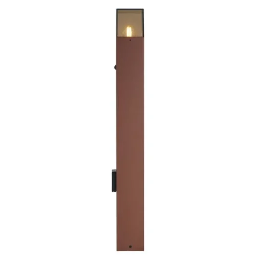 QAZQA Industrieel buiten paaltje roestbruin met smoke glas 70cm met schemersensor IP44 - Denmark