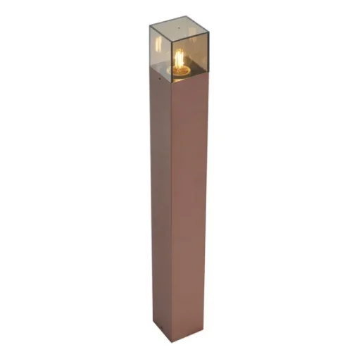 QAZQA Industrieel buiten paaltje roestbruin met smoke glas 70cm met schemersensor IP44 - Denmark