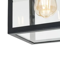 QAZQA Industriële buiten plafondlamp zwart met goud - Rotterdam
