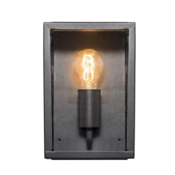 QAZQA Industriële buiten wandlamp zwart met glas 25,5 cm IP44 - Rotterdam