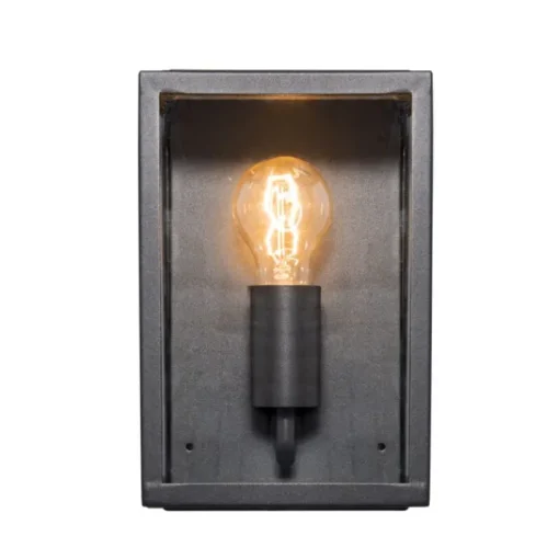 QAZQA Industriële buiten wandlamp zwart met glas 25,5 cm IP44 - Rotterdam