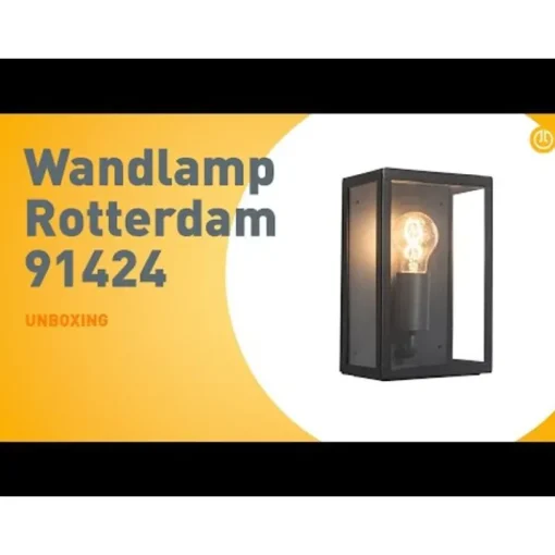QAZQA Industriële buiten wandlamp zwart met glas 25,5 cm IP44 - Rotterdam