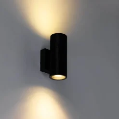 QAZQA Industriële buiten wandlamp zwart 2-lichts IP44 - Vigo