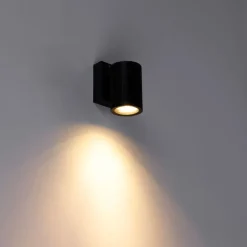 QAZQA Industriële buiten wandlamp zwart IP44 - Vigo