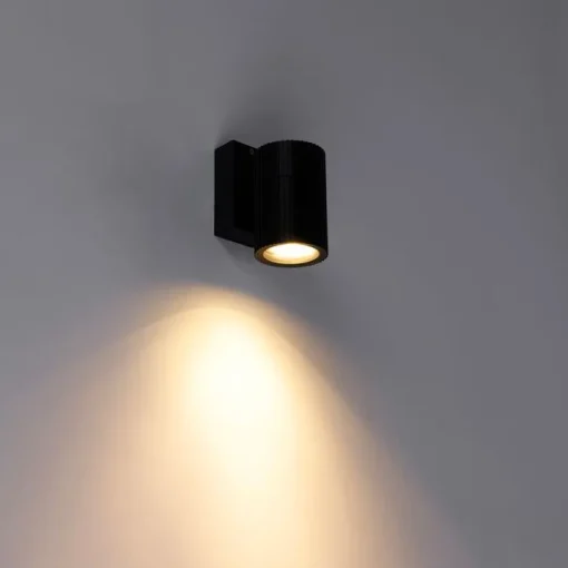 QAZQA Industriële buiten wandlamp zwart IP44 - Vigo