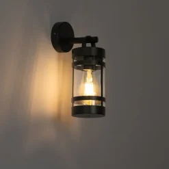 QAZQA Industriële buiten wandlamp zwart IP44 - Ruben