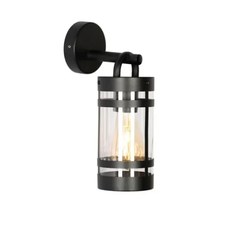 QAZQA Industriële buiten wandlamp zwart IP44 - Ruben