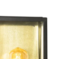 QAZQA Industriële buiten wandlamp zwart met goud IP44 - Rotterdam