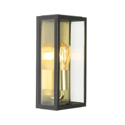 QAZQA Industriële buiten wandlamp zwart met goud IP44 - Rotterdam