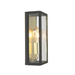 QAZQA Industriële buiten wandlamp zwart met goud IP44 - Rotterdam