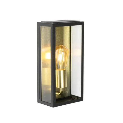 QAZQA Industriële buiten wandlamp zwart met goud IP44 - Rotterdam