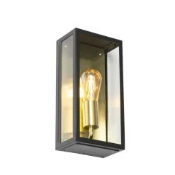 QAZQA Industriële buiten wandlamp zwart met goud IP44 - Rotterdam