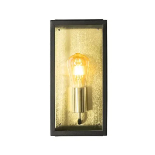 QAZQA Industriële buiten wandlamp zwart met goud IP44 - Rotterdam