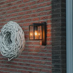 QAZQA Industriële buiten wandlantaarn zwart IP44 - Charlois