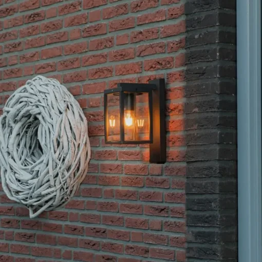 QAZQA Industriële buiten wandlantaarn zwart IP44 - Charlois