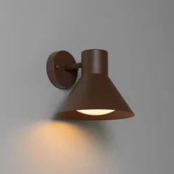 QAZQA Industriële buitenwandlamp roestbruin kegel IP44 - Natas