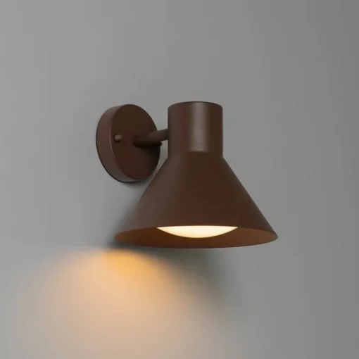 QAZQA Industriële buitenwandlamp roestbruin kegel IP44 - Natas