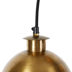 QAZQA Industriële hanglamp brons met hout 5-lichts - Haicha