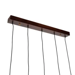 QAZQA Industriële hanglamp brons met hout 5-lichts - Haicha