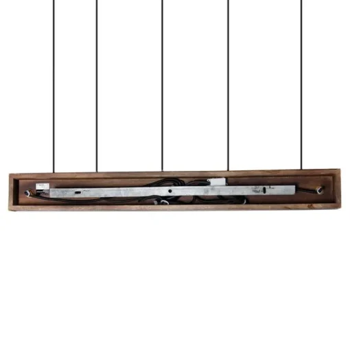 QAZQA Industriële hanglamp brons met hout 5-lichts - Haicha