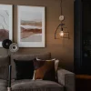 QAZQA Industriële hanglamp donkergrijs met hout 34 cm - Arthur
