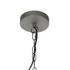 QAZQA Industriële hanglamp donkergrijs met hout 34 cm - Arthur