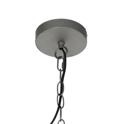 QAZQA Industriële hanglamp donkergrijs met hout 34 cm - Arthur