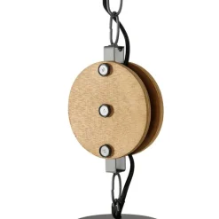 QAZQA Industriële hanglamp donkergrijs met hout 34 cm - Arthur